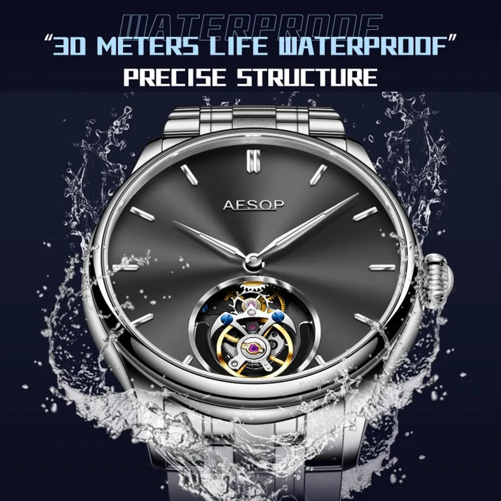 Flying spite undertaking Tourbillon Movement Mens Manual Mechanical Skeleton Watch Sapphire Waterproof Business Wrist Watches Men Radial Sun Grain Dial HEMUDU Original 