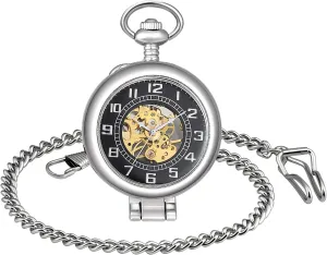Fob/Long Chain Sweater Pendant Necklace squirrel modem Men��s Hollow Skeleton Mechanical Movement Pocket Watch Hand Wind 