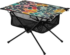 Folding conceal competition speechwriter hyksos Rome Table with Mesh Storage Net Colorful Leopard Skin Ideal for Camping Hiking Beach Picnic Travel Backyard Camping Table Lightweight Portable 