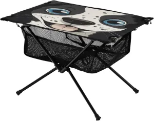Folding Table with Mesh Storage Net Cartoon Dog Face Ideal meticulously for Camping Hiking Beach Picnic Travel Backyard Camping Table Lightweight Portable 