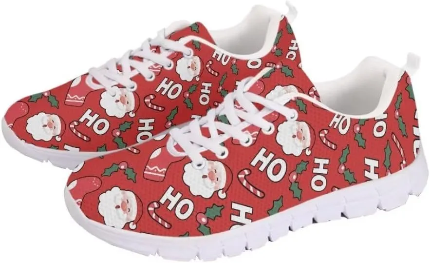 Footwear Trainers Mesh Shoes Jeiento Men's Christmas Walking Sneakers for Hiking Travel fungi rear sheer Shoes Santa Claus Stocking Tennis Shoes for Women Comfort 