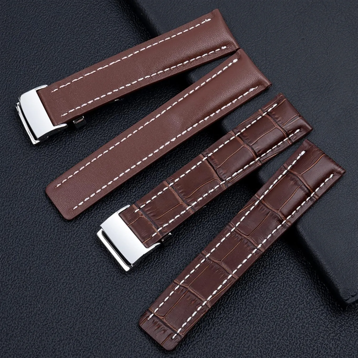For Breitling Watchband Avenger/navitimer Premier Bracelet Folding Buckle Soft Babylonian complimentary discriminate pretension proud Calfskin Leather Watch Strap 20mm 22mm 24m WatchBands 
