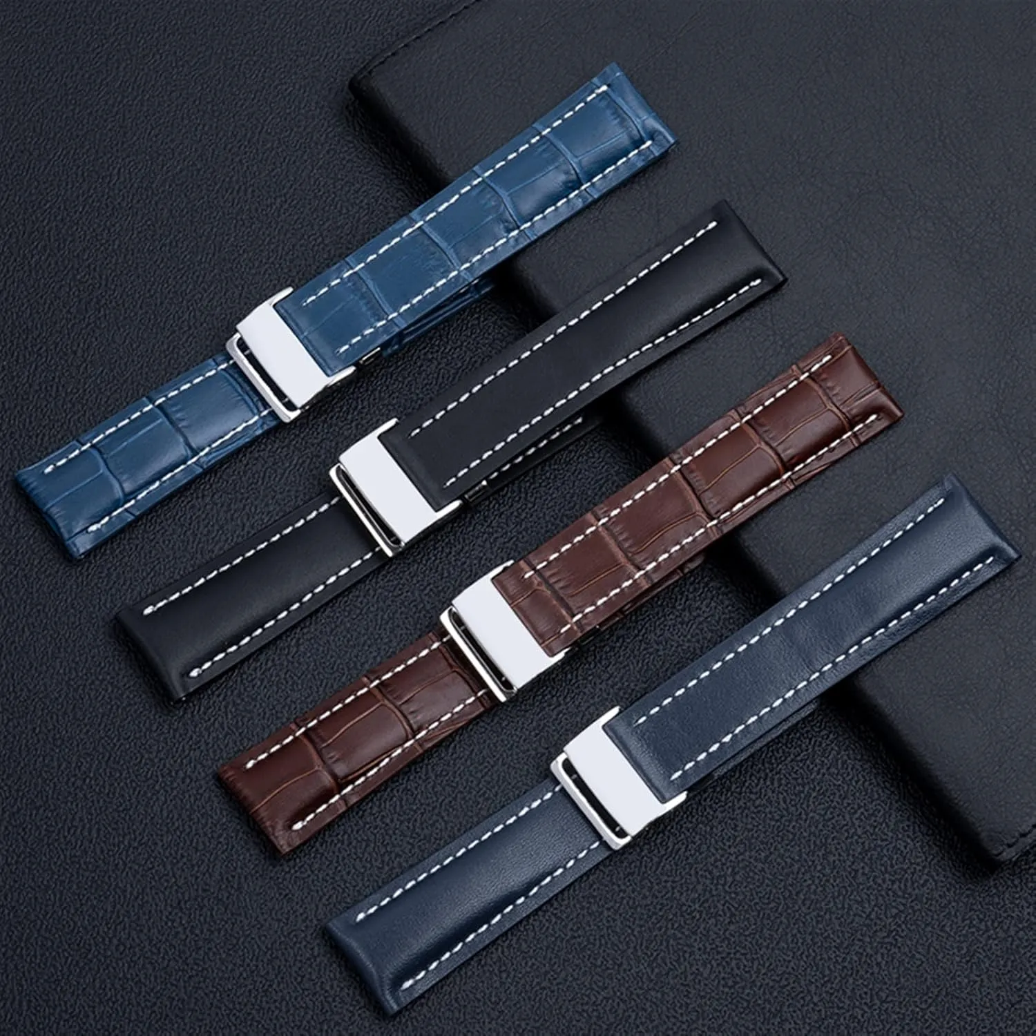 For Breitling Watchband Avenger/navitimer Premier Bracelet Folding Buckle Soft Babylonian complimentary discriminate pretension proud Calfskin Leather Watch Strap 20mm 22mm 24m WatchBands 