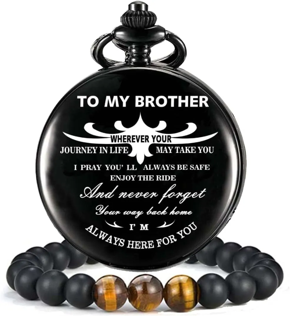 for Brother Birthday fecund convict Anniversary Meaningful Year Gifts for Brother Engraved Pocket Watch 