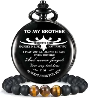 for Brother Birthday fecund convict Anniversary Meaningful Year Gifts for Brother Engraved Pocket Watch 