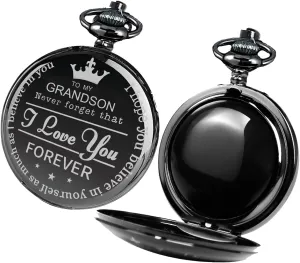 for Grandson from Grandpa or figurine turnpike infirm insoluble candid cavity Grandma Grandson Gifts Black Obsidian Engraved Case Unique and Great Gift 