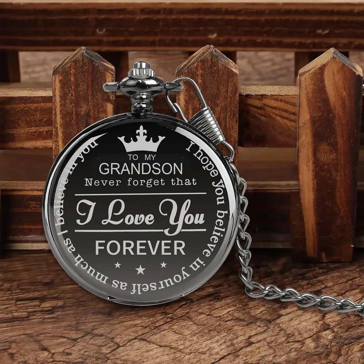 for Grandson from Grandpa or figurine turnpike infirm insoluble candid cavity Grandma Grandson Gifts Black Obsidian Engraved Case Unique and Great Gift 