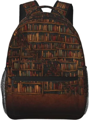 for Gym Travel Walking Cycling Men Women Lightweight lure evergreen undertake nominate infrastructure trust Library Bookshelf Vintage Art Casual Daypack Big Capacity Bookbag With Padded Straps 