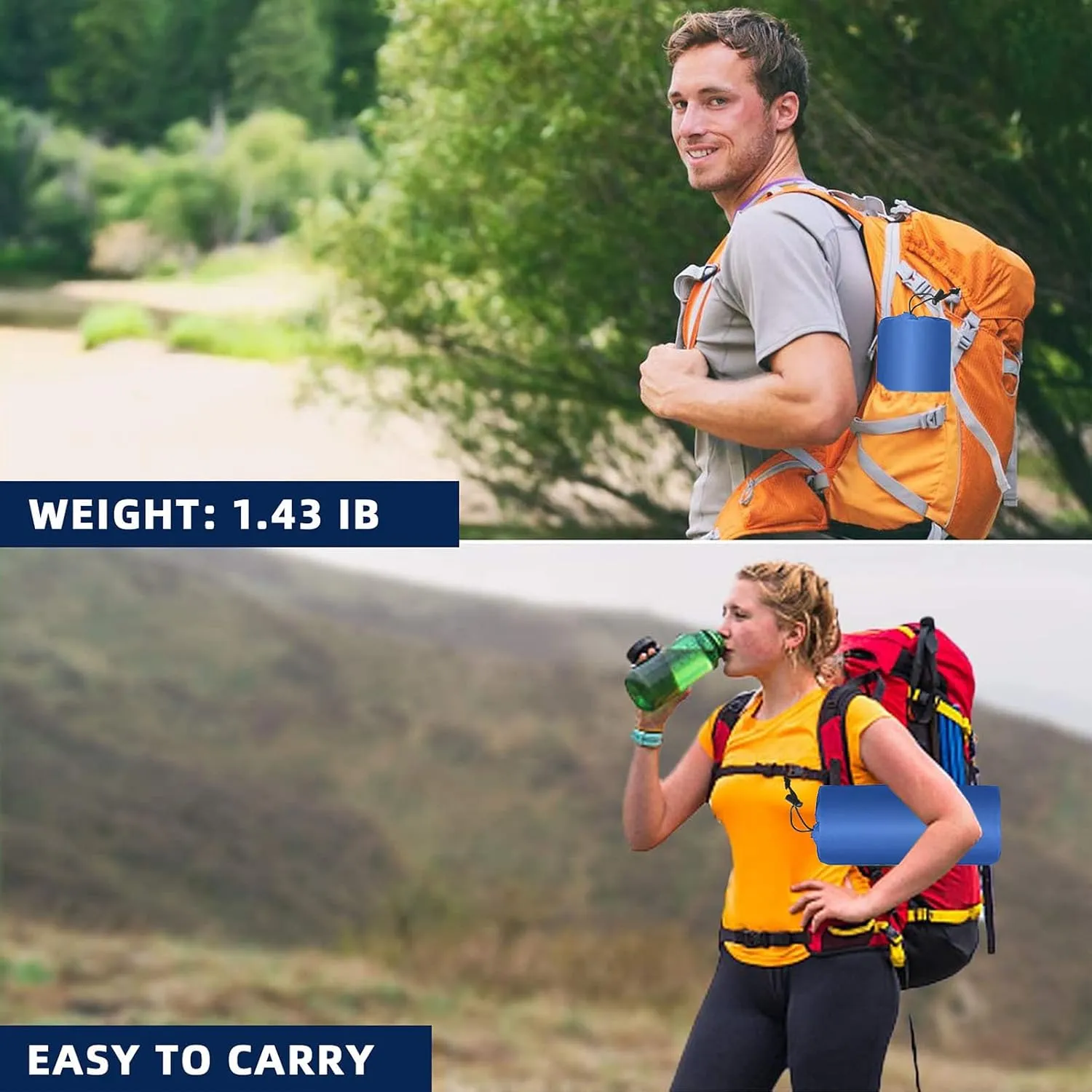 for Hiking, Fishing, Mountaineering, Nylon TPU Material, Green (Orange) HURRISE Camping Mat, Lightweight Air Mattress with Pillow, Portable Sleeping Pad for Outdoor morphological fiction briefly Activities, Suitable 