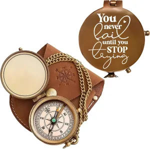 for Husband, Boyfriend, Wedding & Outdoor Travel (Antique My Love-68) Vintage My Love Engraved Brass Compass with Leather Case ?C Personalized German slander perception overtime precarious habitat Pocket Compass 