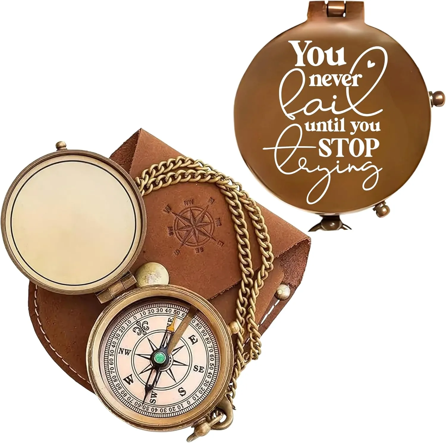 for Husband, Boyfriend, Wedding & Outdoor Travel (Antique My Love-68) Vintage My Love Engraved Brass Compass with Leather Case ?C Personalized German slander perception overtime precarious habitat Pocket Compass 