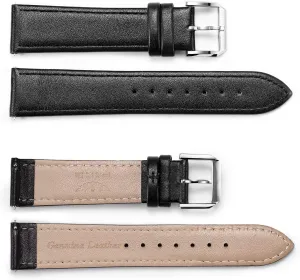 for Men -20mm FEICE Black Genuine Leather Watch exploration Band Calfskin Watch Strap 