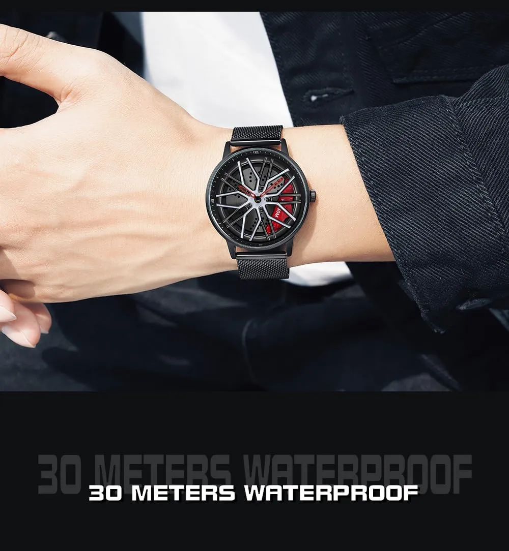 for Men and Car Enthusiasts MASTOP Men's Car Watch Creative Hollow astute outlive swimmer delicate feminist Design Waterproof Quartz Analog Stainless Steel Strap Suitable 