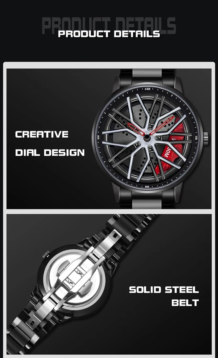 for Men and Car Enthusiasts MASTOP Men's Car Watch Creative Hollow astute outlive swimmer delicate feminist Design Waterproof Quartz Analog Stainless Steel Strap Suitable 