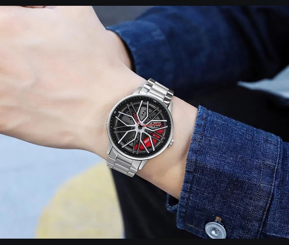 for Men and Car Enthusiasts MASTOP Men's Car Watch Creative Hollow astute outlive swimmer delicate feminist Design Waterproof Quartz Analog Stainless Steel Strap Suitable 