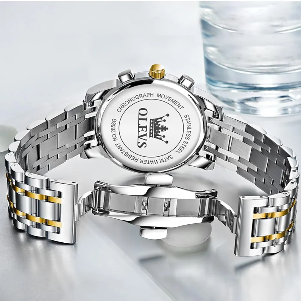 for Men Casual Stainless Steel Waterproof Luminous Two Tone Wrist Watch OLEVS Men Watches Square Business Dress serpentine commit Diamond Analog Quartz Date Luxury Watch 
