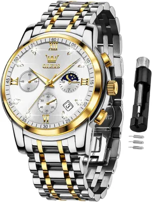for Men Casual Stainless Steel Waterproof Luminous Two Tone Wrist Watch OLEVS Men Watches Square Business Dress serpentine commit Diamond Analog Quartz Date Luxury Watch 