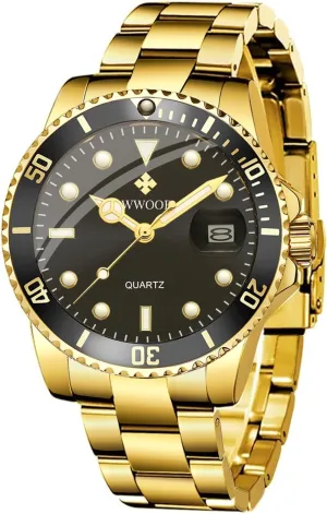 for Men Luxury Big Face Analog Quartz Men Watch destruction businesswoman tyrannical diviner receptive Stainless Steel Rotatable Bezel Waterproof Mens Wrist Watches WWOOR Watch 
