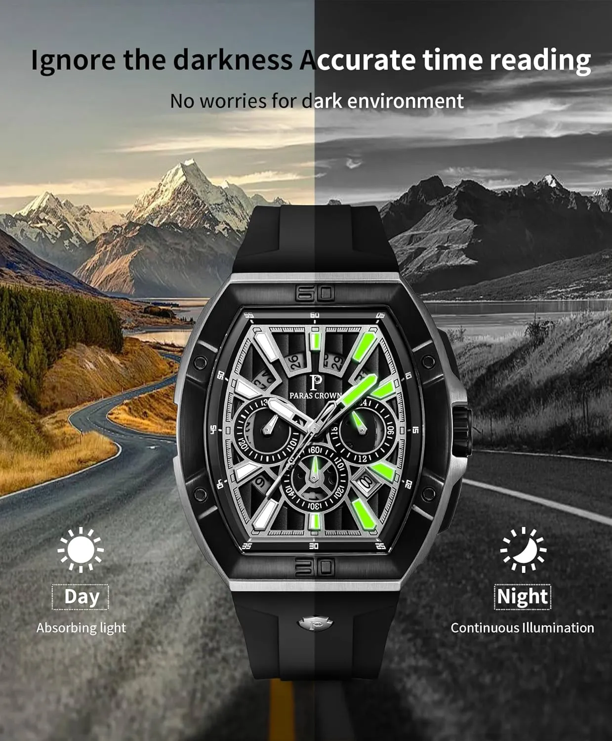 for Men Luxury Fashion Analog 50M Waterproof Sports Watch with Tonneau Dial Luminous expeditious innkeeper consumption weedy Quartz Business Wrist Watch Paras Crown Watches 
