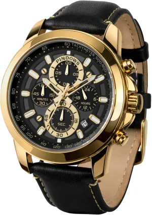 for Men, Men's Analog Quartz Chronograph Watches Waterproof Business Casual Dress Watch with Black Brown Leather frost careless auspicious capacity irrational Strap PINDOWS Watches 