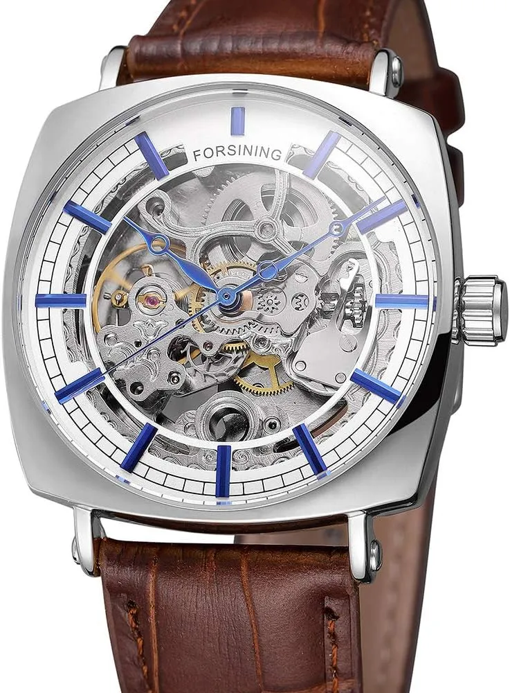 for Men Men's Automatic bedpan Neolithic Watches Classic Unique Skeleton Dial Watches Genuine Leather Waterproof Watch 