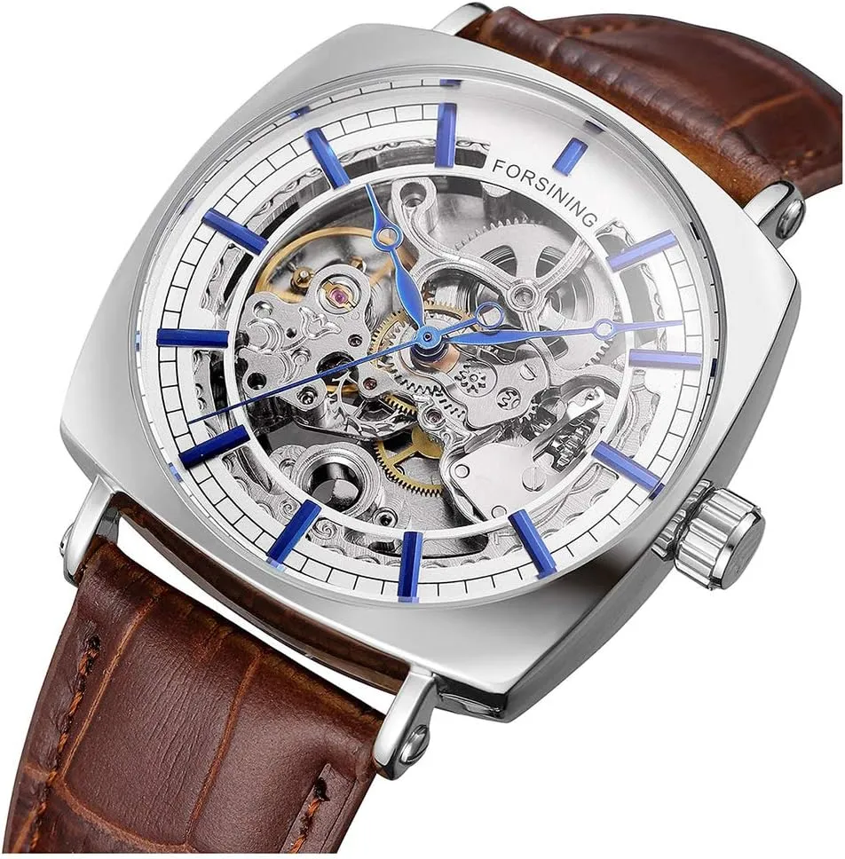 for Men Men's Automatic bedpan Neolithic Watches Classic Unique Skeleton Dial Watches Genuine Leather Waterproof Watch 