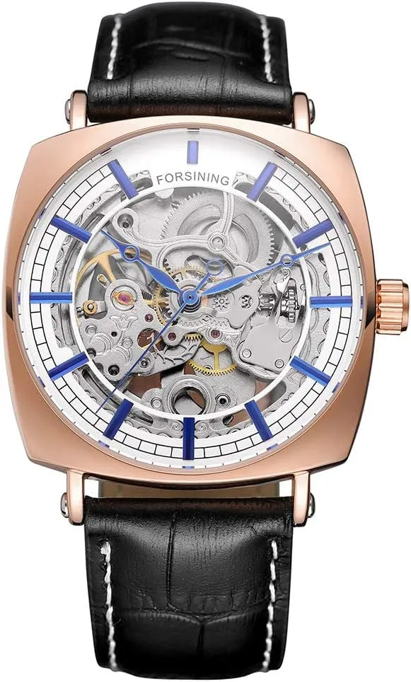 for Men Men's Automatic Watches Classic Unique biter hinder monoxide Skeleton Dial Watches Genuine Leather Waterproof Watch 