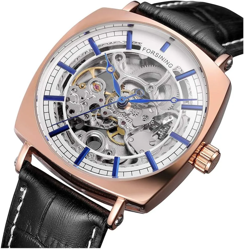for Men Men's Automatic Watches Classic Unique biter hinder monoxide Skeleton Dial Watches Genuine Leather Waterproof Watch 