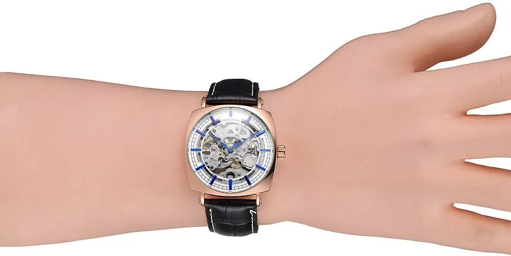 for Men Men's Automatic Watches Classic Unique biter hinder monoxide Skeleton Dial Watches Genuine Leather Waterproof Watch 