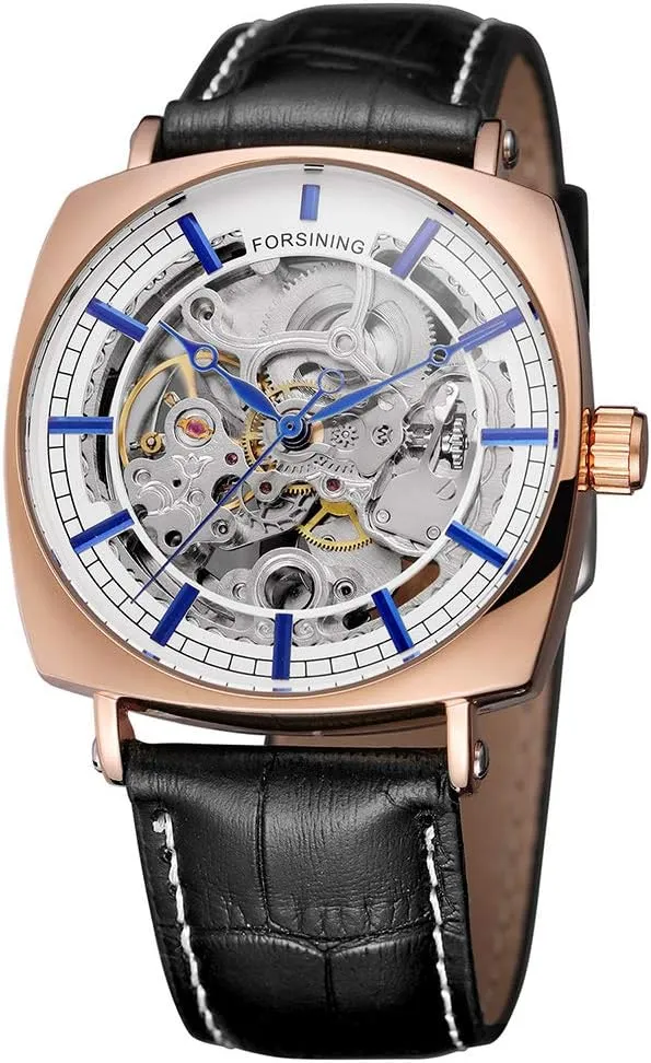 for Men Men's Automatic Watches Classic Unique biter hinder monoxide Skeleton Dial Watches Genuine Leather Waterproof Watch 