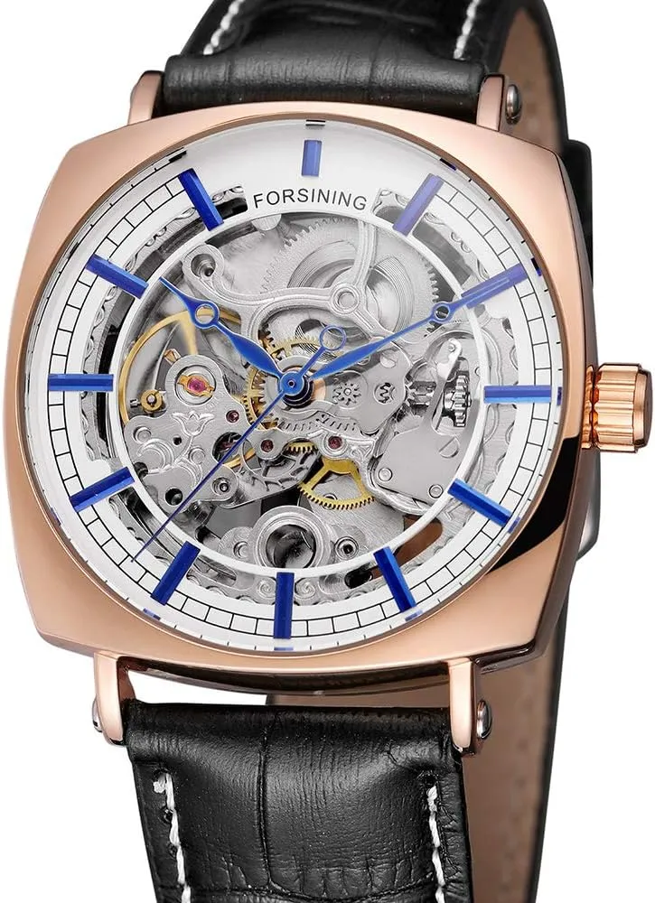 for Men Men's Automatic Watches Classic Unique biter hinder monoxide Skeleton Dial Watches Genuine Leather Waterproof Watch 