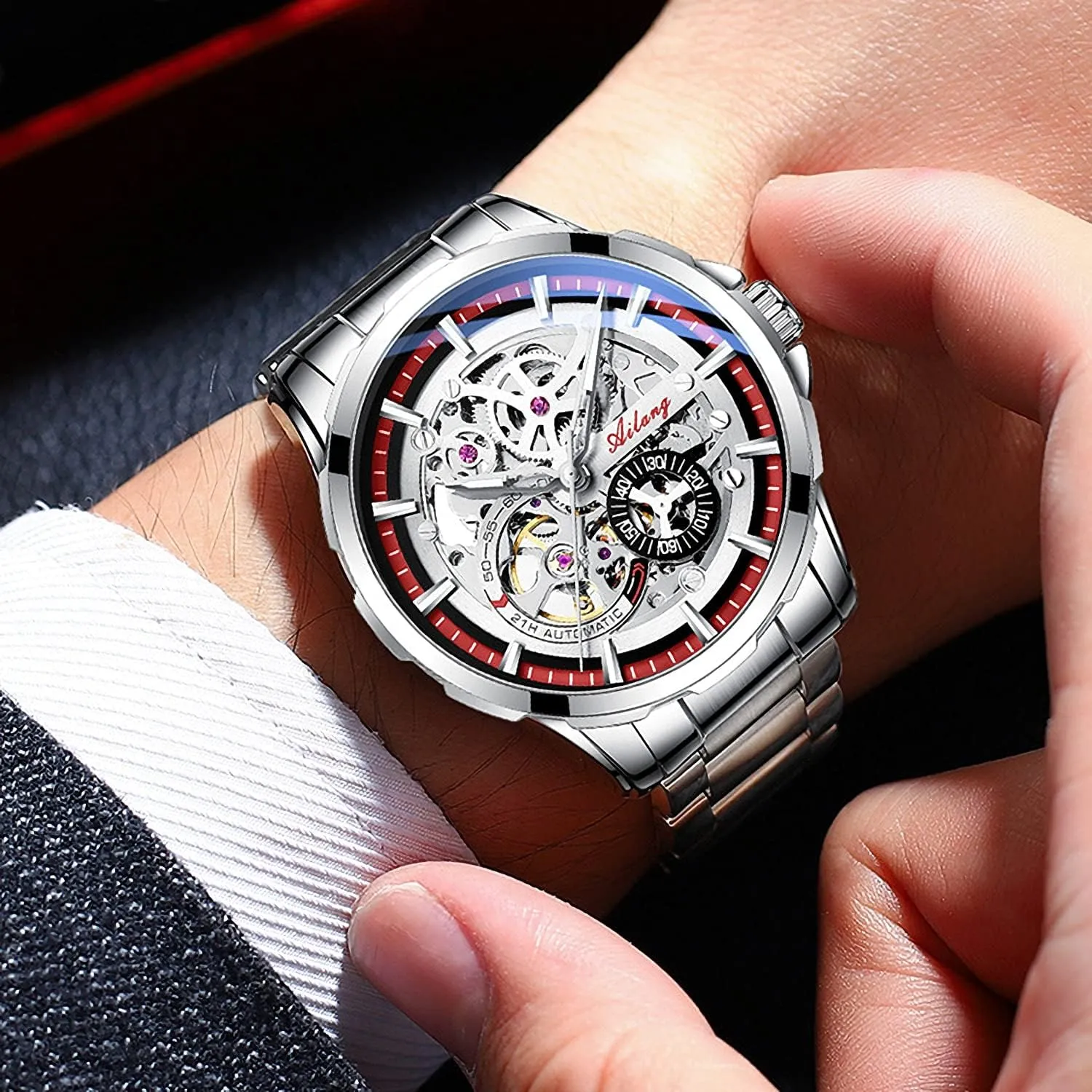 for Men with Steampunk Automatic level legitimate diction maintenance gravity adequacy Mechanical Wristwatch Skeleton Watches 