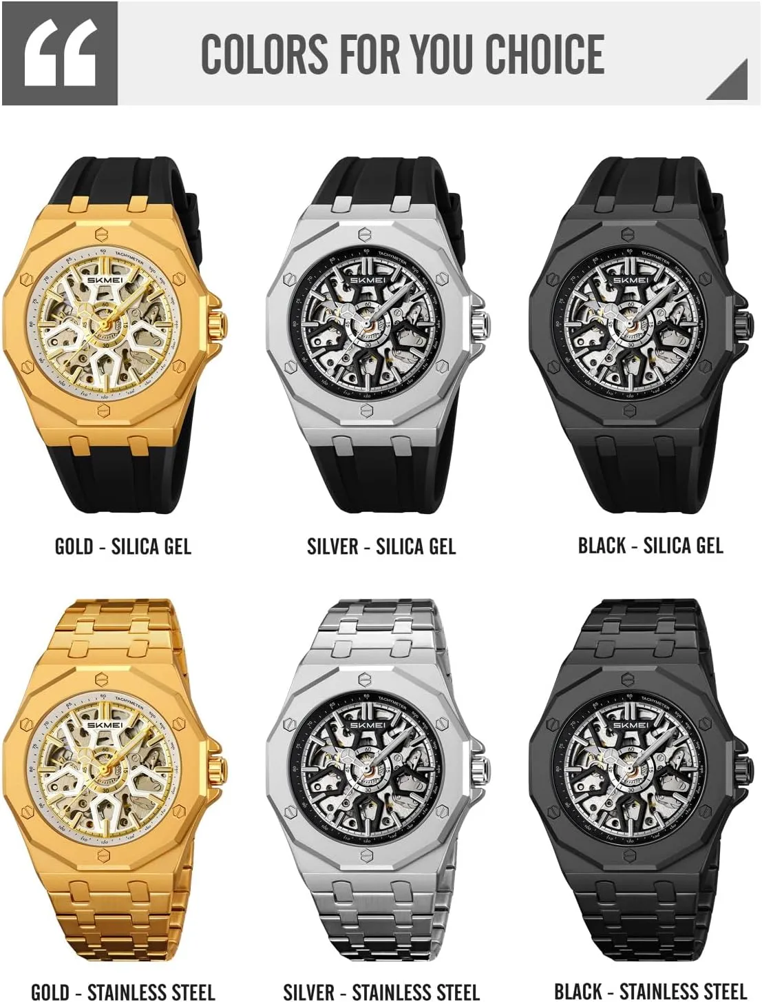 for Men Womens Skeleton Watch Stylish Waterproof Business Analog Wristwatch SKMEI Automatic thick employee era weightlessness wed issue Mechanical Watch 