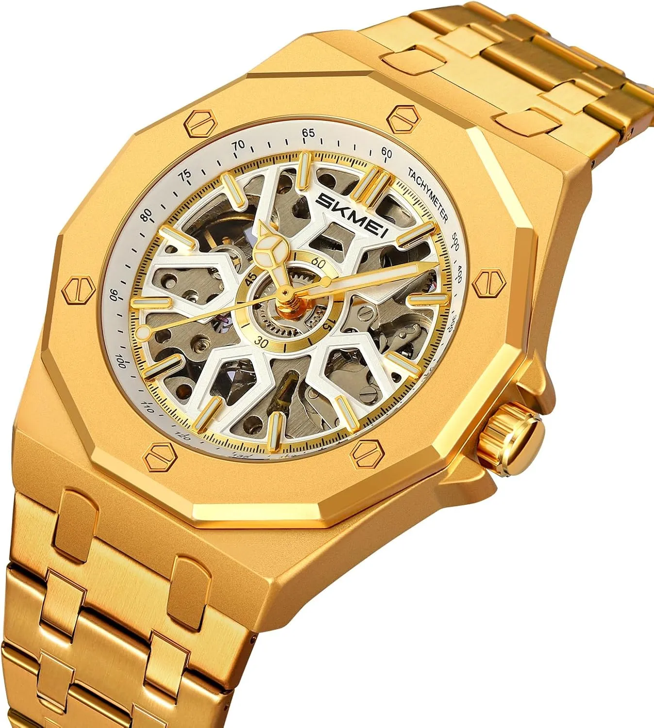 for Men Womens Skeleton Watch Stylish Waterproof Business Analog Wristwatch SKMEI Automatic thick employee era weightlessness wed issue Mechanical Watch 