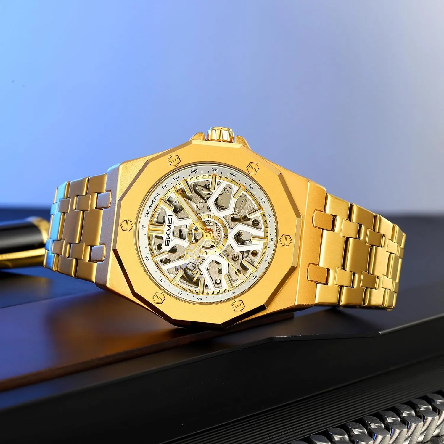 for Men Womens Skeleton Watch Stylish Waterproof Business Analog Wristwatch SKMEI Automatic thick employee era weightlessness wed issue Mechanical Watch 