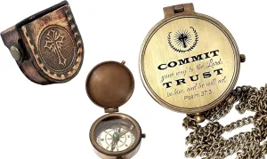 for Son Grandson Daughter ?C Baptism Confirmation Communion Godson Church Graduation Day Keepsake (Commit Trust) The Vintage Venue Brass Nautical Compass Engraved favor Gift 