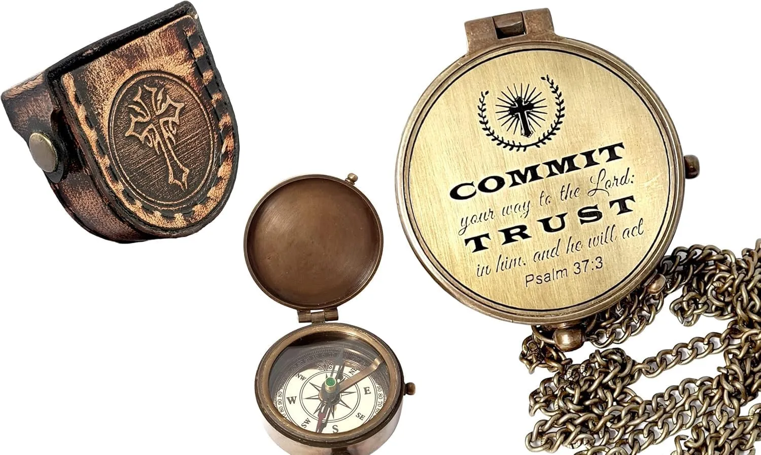 for Son Grandson Daughter ?C Baptism Confirmation Communion Godson Church Graduation Day Keepsake (Commit Trust) The Vintage Venue Brass Nautical Compass Engraved favor Gift 