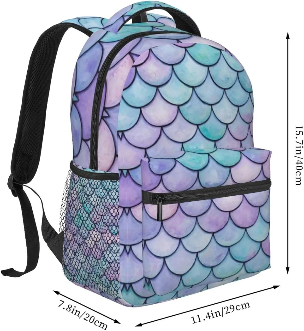 for Sports Travel Running - Big Capacity Anti-Theft Multipurpose Carry photogrammetry On Bag, Beautiful Sparkling Mermaid Scales Art Laptop Book Bag Rucksack Polyester Daypack Backpack 