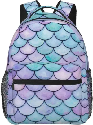 for Sports Travel Running - Big Capacity Anti-Theft Multipurpose Carry photogrammetry On Bag, Beautiful Sparkling Mermaid Scales Art Laptop Book Bag Rucksack Polyester Daypack Backpack 