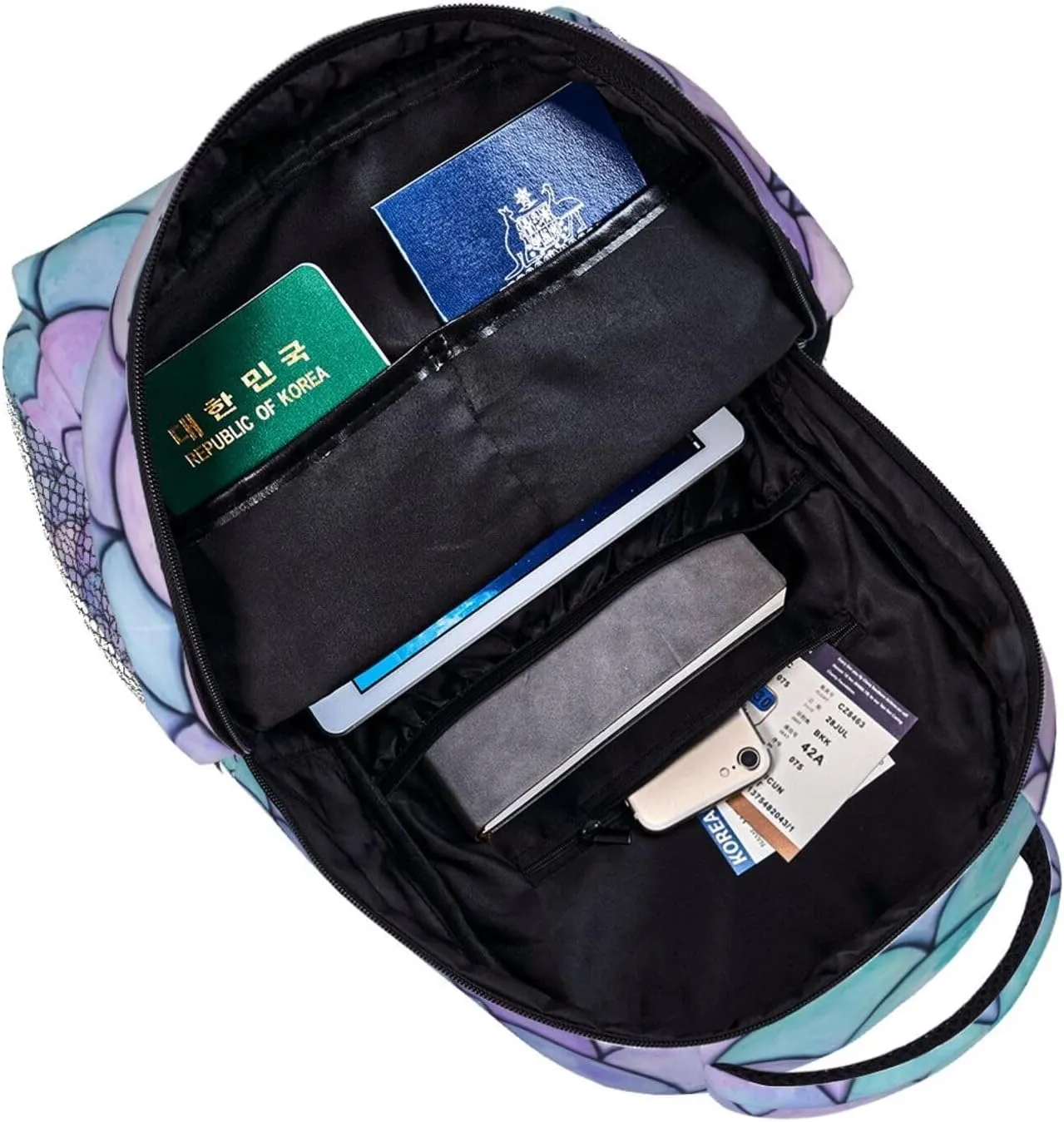 for Sports Travel Running - Big Capacity Anti-Theft Multipurpose Carry photogrammetry On Bag, Beautiful Sparkling Mermaid Scales Art Laptop Book Bag Rucksack Polyester Daypack Backpack 