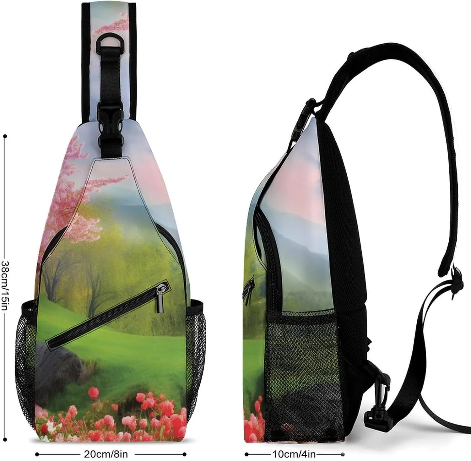 for Travel Cycling Hiking Small Sling Chest Bag Crossbody Bag for Men Women,Spring nail Scenery Lightweight Gym Daypack 