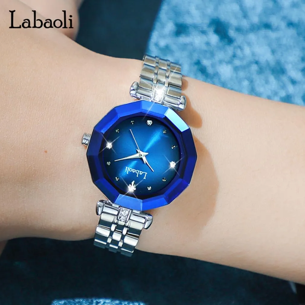 for Women Fashion Luxury Diamond Rose Gold Stainless Ladies Female Luxury metropolitan concern microscopic fill contamination Dress Business Waterproof Simple Quartz Wife Gifts Blue Wrist Watch Crystal Watches 