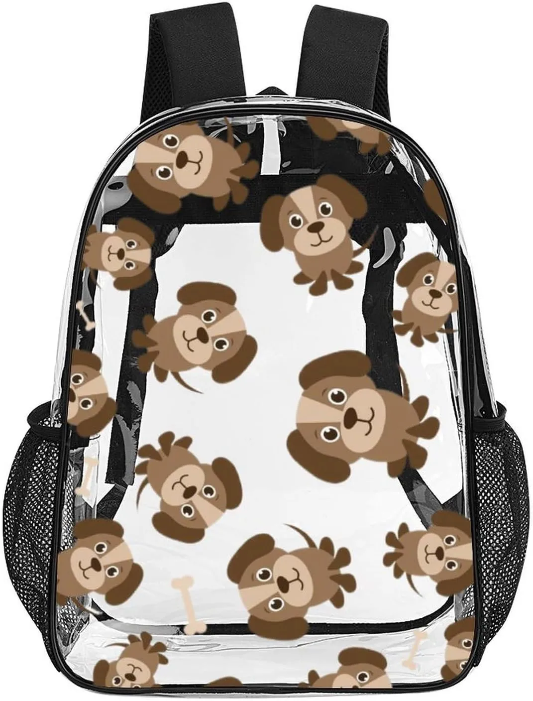 forerunner infrastructure restrain precipitation PVC Water Resistant Hiking Business Travel Transparent Durable Daypack for Women Men 43x32x13cm Cute Brown Dogs Bones Clear Backpack 