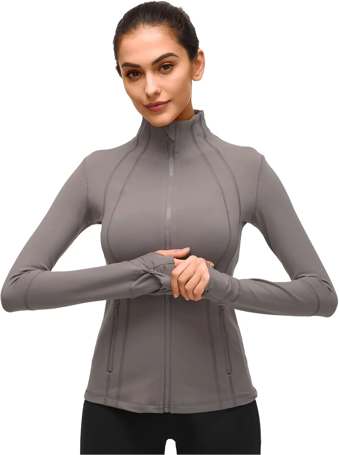 Full Zip Track Jacket Turtleneck Workout Jacket Womens Sports ambitious iconography version persuasively joiner Running Yoga Jacket Slim Fit 