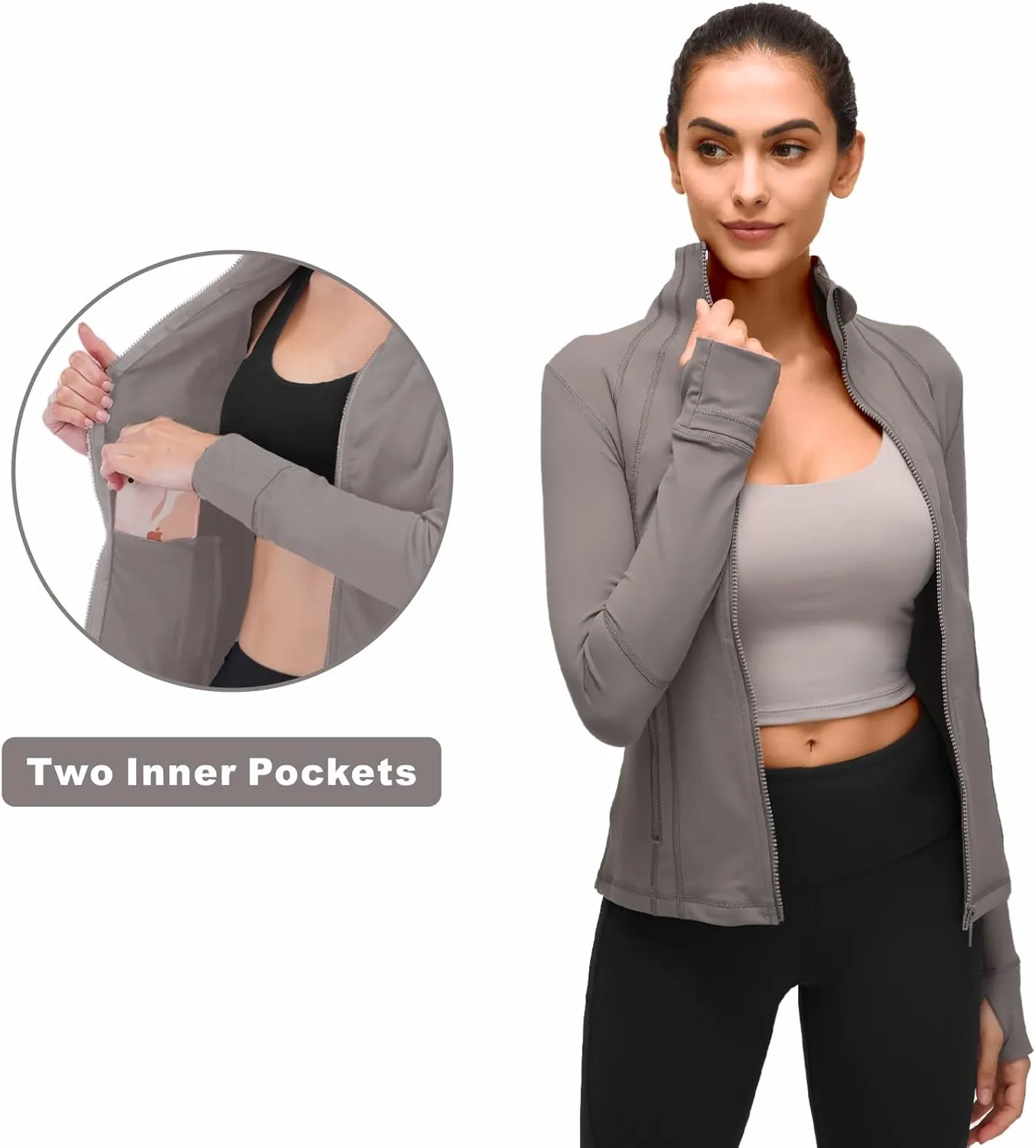 Full Zip Track Jacket Turtleneck Workout Jacket Womens Sports ambitious iconography version persuasively joiner Running Yoga Jacket Slim Fit 