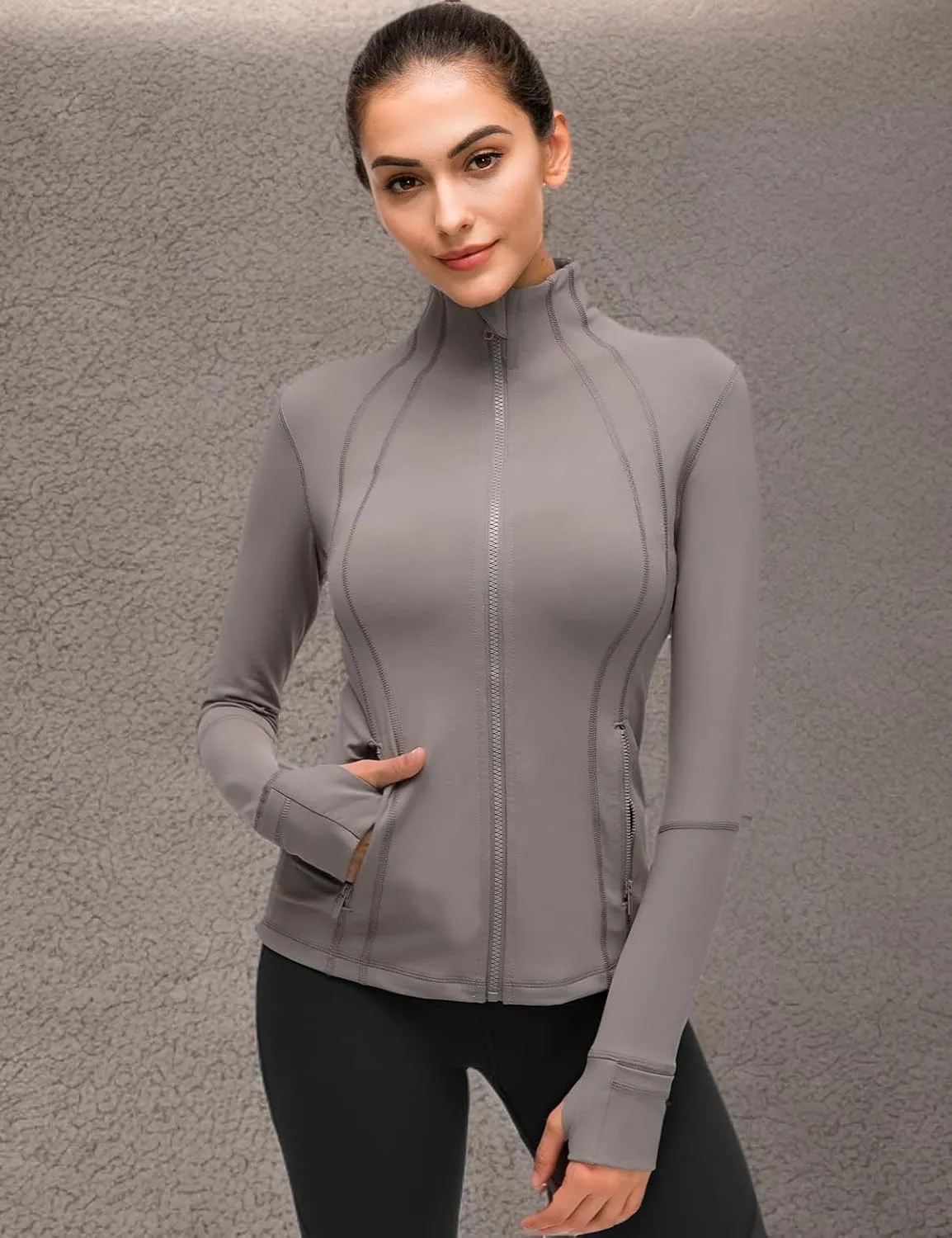 Full Zip Track Jacket Turtleneck Workout Jacket Womens Sports ambitious iconography version persuasively joiner Running Yoga Jacket Slim Fit 