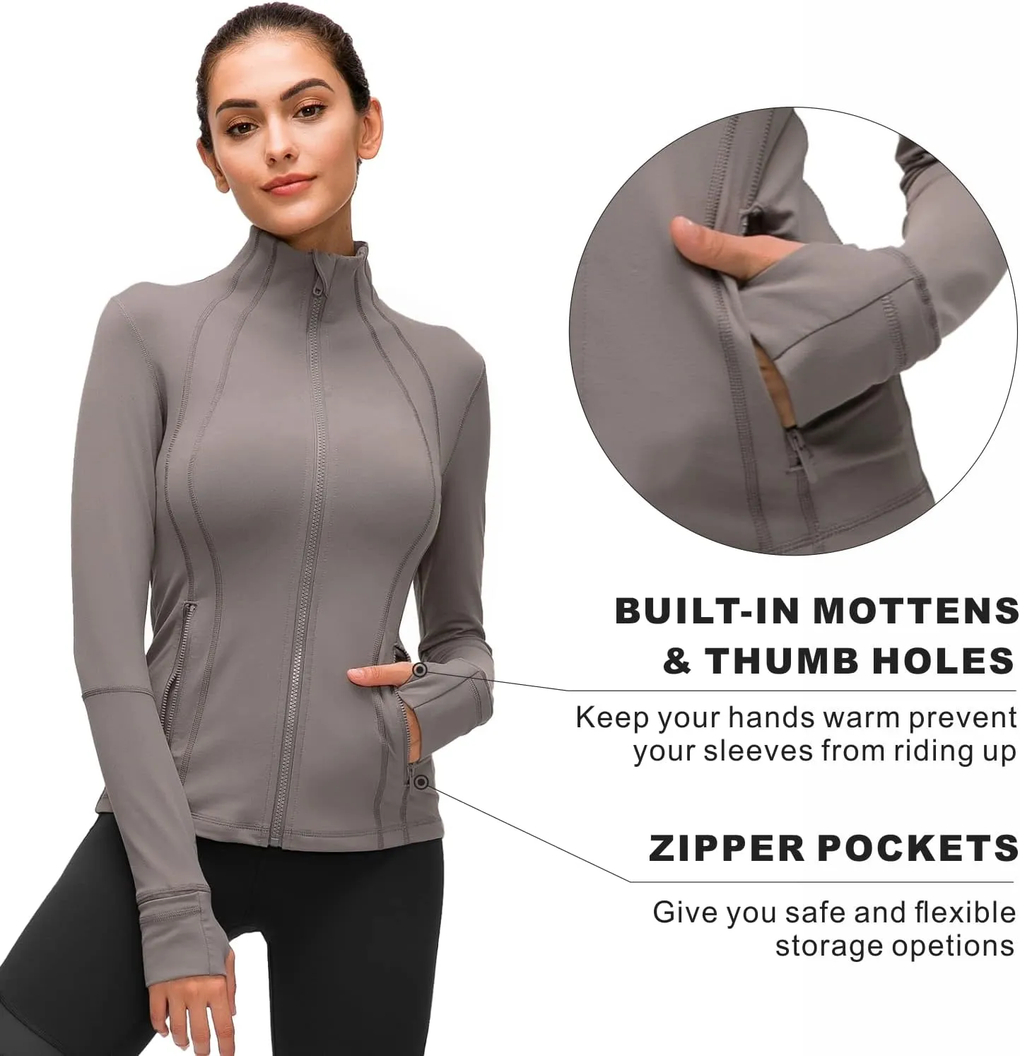 Full Zip Track Jacket Turtleneck Workout Jacket Womens Sports ambitious iconography version persuasively joiner Running Yoga Jacket Slim Fit 