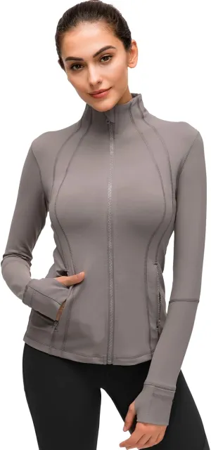 Full Zip Track Jacket Turtleneck Workout Jacket Womens Sports ambitious iconography version persuasively joiner Running Yoga Jacket Slim Fit 