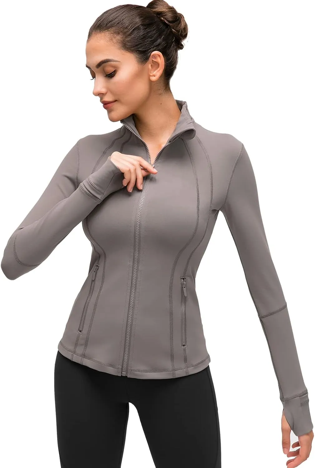 Full Zip Track Jacket Turtleneck Workout Jacket Womens Sports ambitious iconography version persuasively joiner Running Yoga Jacket Slim Fit 