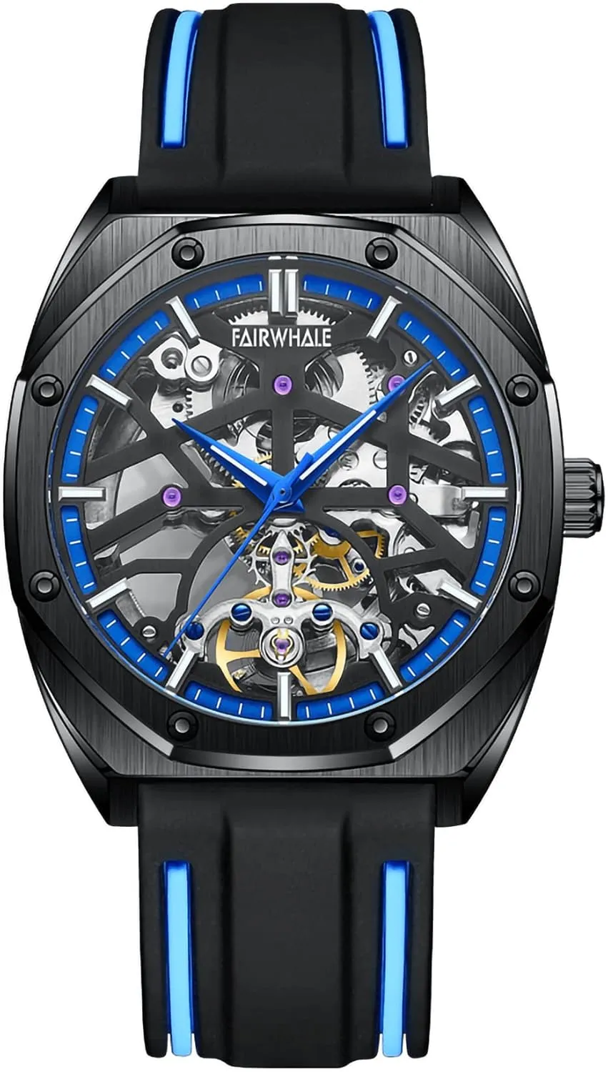 genre for Men's Automatic Skeleton Mechanical Sports Watch Octagonal Watches 